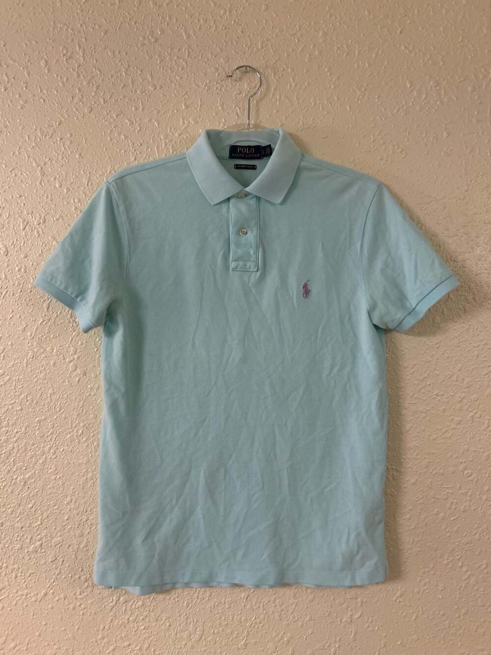 Polo Ralph Lauren Light Blue Custom Slim Fit Polo Shirt